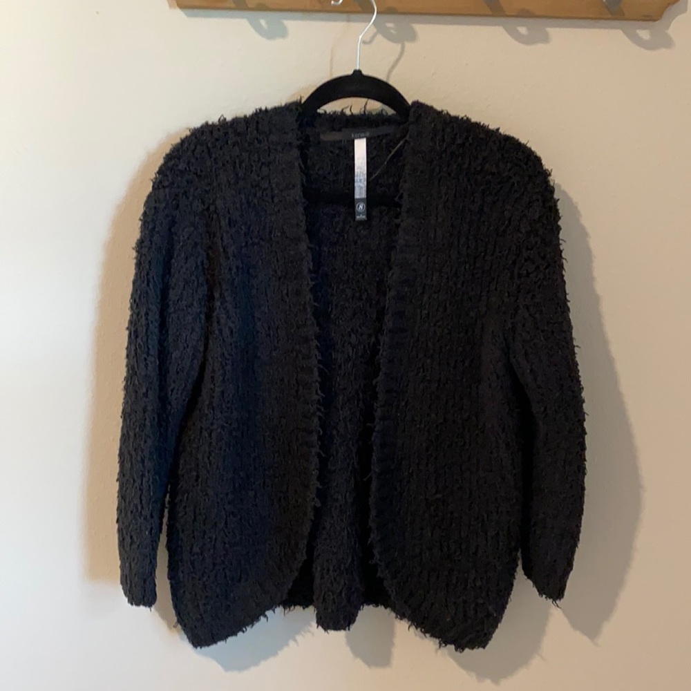 KENSIE Ribbed Furry Fuzzy Cardigan Sweater Soft Cozy Sz S